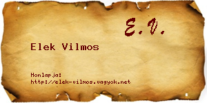 Elek Vilmos névjegykártya